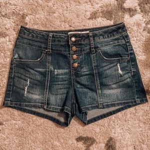 High waisted denim shorts